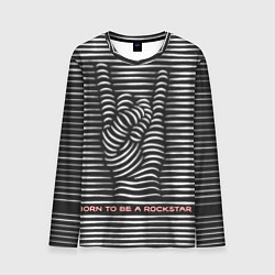 Лонгслив мужской Рождён быть Рок-Звездой, цвет: 3D-принт