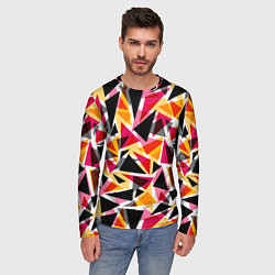 Лонгслив мужской Разноцветные треугольники, цвет: 3D-принт — фото 2
