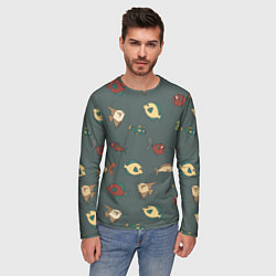 Лонгслив мужской Морские рыбки на зеленом фоне, цвет: 3D-принт — фото 2