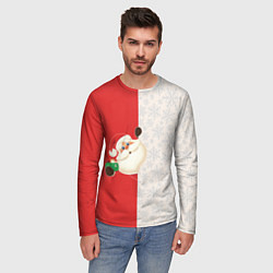 Лонгслив мужской Дед Мороз селфи, цвет: 3D-принт — фото 2