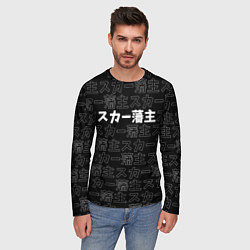 Лонгслив мужской SCARLXRD WHITE LOGO PATTERN КОНТУР, цвет: 3D-принт — фото 2