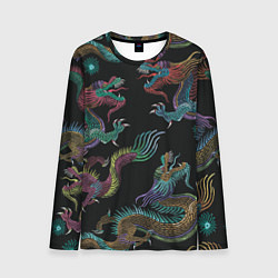 Лонгслив мужской Цветные драконы, цвет: 3D-принт