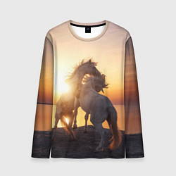 Лонгслив мужской Лошади на закате, цвет: 3D-принт