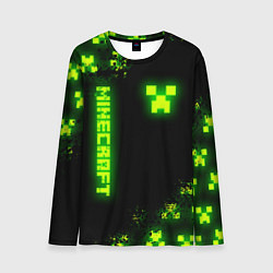 Лонгслив мужской MINECRAFT NEON LOGO CREEPER, цвет: 3D-принт