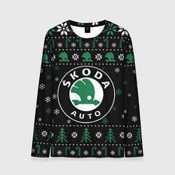 Лонгслив мужской SKODA, ШКОДА НОВОГОДНИЙ, цвет: 3D-принт