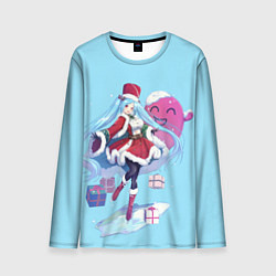 Лонгслив мужской Рождественская Хацунэ Мику, цвет: 3D-принт