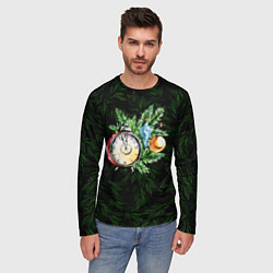 Лонгслив мужской Пока Часы 12 бьют Новогодний Паттерн, цвет: 3D-принт — фото 2