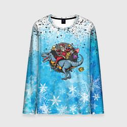 Лонгслив мужской Санта на дино 2024, цвет: 3D-принт