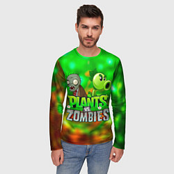 Лонгслив мужской Plants vs Zombies горохострел и зомби, цвет: 3D-принт — фото 2