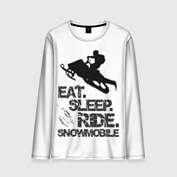 Лонгслив мужской EAT SLEEP RIDE SNOWMOBILE, цвет: 3D-принт