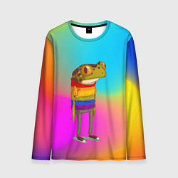 Лонгслив мужской Радужная лягушка Rainbow Frog, цвет: 3D-принт