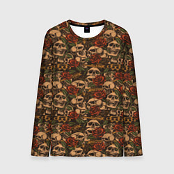 Лонгслив мужской Черепа с оружием и розами, цвет: 3D-принт