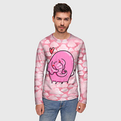 Лонгслив мужской Розовый влюбленный слон, цвет: 3D-принт — фото 2