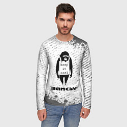 Лонгслив мужской БЭНКСИ - ОБЕЗЬЯНА - Брызги, цвет: 3D-принт — фото 2