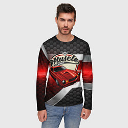 Лонгслив мужской Muscle Красная классика авто, цвет: 3D-принт — фото 2