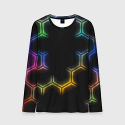 Лонгслив мужской Геометрический узор Neon, цвет: 3D-принт