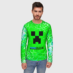 Лонгслив мужской Minecraft зеленый фон, цвет: 3D-принт — фото 2