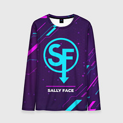 Лонгслив мужской Символ Sally Face в неоновых цветах на темном фоне, цвет: 3D-принт