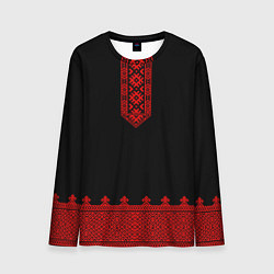 Лонгслив мужской Черная славянская рубаха, цвет: 3D-принт