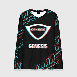 Мужской лонгслив Значок Genesis в стиле Glitch на темном фоне
