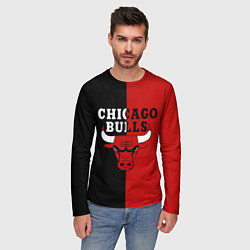 Лонгслив мужской Чикаго Буллз black & red, цвет: 3D-принт — фото 2