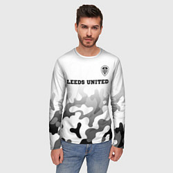 Лонгслив мужской Leeds United sport на светлом фоне: символ сверху, цвет: 3D-принт — фото 2