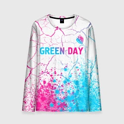 Лонгслив мужской Green Day neon gradient style: символ сверху, цвет: 3D-принт