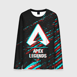 Лонгслив мужской Apex Legends в стиле glitch и баги графики на темн, цвет: 3D-принт