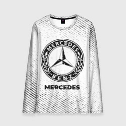 Лонгслив мужской Mercedes с потертостями на светлом фоне, цвет: 3D-принт