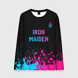 Лонгслив мужской Iron Maiden - neon gradient: символ сверху, цвет: 3D-принт