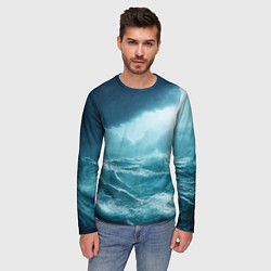 Лонгслив мужской Буря в море, цвет: 3D-принт — фото 2