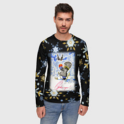 Лонгслив мужской Новый год ребёнок с апельсином, цвет: 3D-принт — фото 2