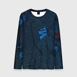 Лонгслив мужской Черная газета, цвет: 3D-принт