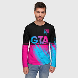 Лонгслив мужской GTA - neon gradient: символ сверху, цвет: 3D-принт — фото 2