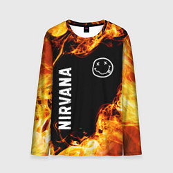 Лонгслив мужской Nirvana и пылающий огонь, цвет: 3D-принт