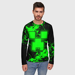 Лонгслив мужской Minecraft neon green, цвет: 3D-принт — фото 2