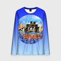 Лонгслив мужской Рисунок пиратского корабля, цвет: 3D-принт