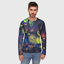 Лонгслив мужской Неоновые светящиеся камни, цвет: 3D-принт — фото 2