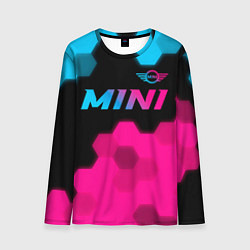 Лонгслив мужской Mini - neon gradient: символ сверху, цвет: 3D-принт