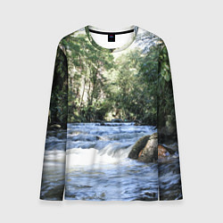 Лонгслив мужской Течёт река в лесу, цвет: 3D-принт