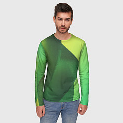 Лонгслив мужской Зелёные абстрактные волны, цвет: 3D-принт — фото 2