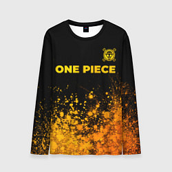 Лонгслив мужской One Piece - gold gradient: символ сверху, цвет: 3D-принт