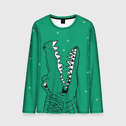 Лонгслив мужской Крокодил ловит снежинки, цвет: 3D-принт