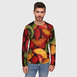 Лонгслив мужской Фруктово ягодный фон, цвет: 3D-принт — фото 2