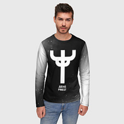 Лонгслив мужской Judas Priest glitch на темном фоне, цвет: 3D-принт — фото 2