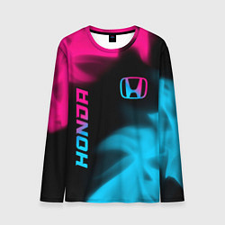 Лонгслив мужской Honda - neon gradient: надпись, символ, цвет: 3D-принт