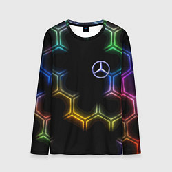 Мужской лонгслив Mercedes - neon pattern