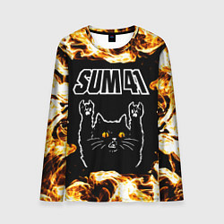 Лонгслив мужской Sum41 рок кот и огонь, цвет: 3D-принт