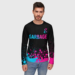 Лонгслив мужской Garbage - neon gradient: символ сверху, цвет: 3D-принт — фото 2