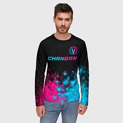 Лонгслив мужской Changan - neon gradient: символ сверху, цвет: 3D-принт — фото 2